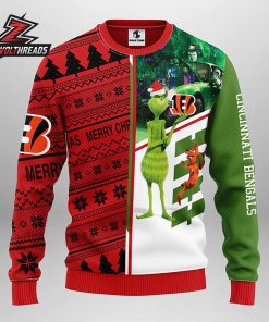 Cincinnati Bengals Grinch Max Split Color Merry Christmas Fan Ugly Sweater