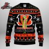 Cincinnati Bengals Upside Down Grinch Christmas Lights Black Orange Fan Ugly Sweater