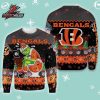 Cincinnati Bengals Upside Down Grinch Christmas Lights Black Orange Fan Ugly Sweater
