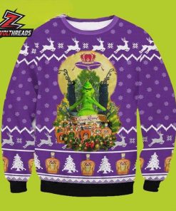 Crown Royal Whisky Grinch Purple Christmas Bottle Fan Gift Ugly Sweater