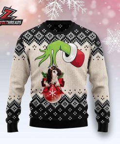 Cavalier King Charles Spaniel Grinch Hand Ornament Christmas Dog Lover Ugly Sweater