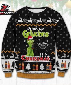 Drink Up Grinches Jack Daniels Whiskey Funny Christmas Holiday Ugly Sweater