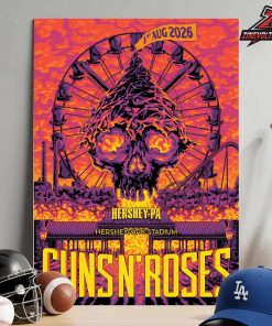 Guns N’ Roses Event Artwork Poster At Hersheypark Stadium Hershey PA On August 1st 2026 Home Decor Poster Canvas