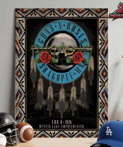 Guns N’ Roses Event Poster At Mystic Lake Amphitheater Shakopee MN On August 8th 2026 Home Decor Poster Canvas