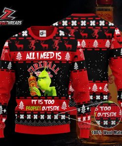 Fireball Whisky Grinch All I Need Is Fireball Funny Christmas Party Ugly Sweater