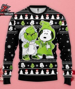 Grinch And Snoopy Merry Christmas Funny Holiday Cartoon Ugly Sweater