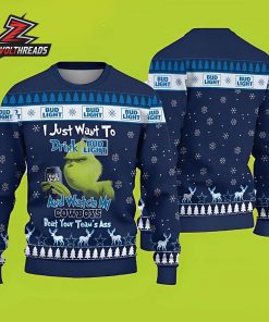 Dallas Cowboys Bud Light Grinch Beer Drinking Funny Christmas Ugly Sweater