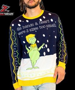 Donald Trump Grinch Parody Hands And Heart Christmas Humor Ugly Sweater