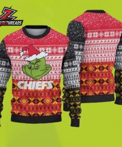 Kansas City Chiefs Grinch Face Christmas Fan Ugly Sweater