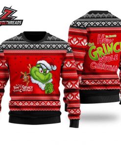 Red Grinch Stole Christmas Holiday Pattern Ugly Sweater