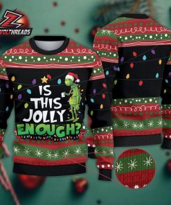 Is This Jolly Enough Grinch Christmas Lights Funny Holiday Ugly Sweater