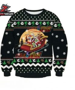 Jack Skellington Grinch Sleigh Ride Christmas Movie Fan Ugly Sweater