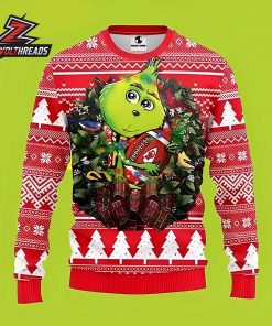 Kansas City Chiefs Baby Grinch Holding Football Red Christmas Ugly Sweater
