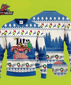 Miller Lite Red Truck Grinch Beer Christmas Winter Forest Ugly Sweater