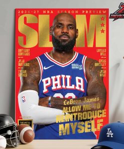 Lebron James Philadelphia 76ers On Slam 265 Gold Metal Magazine Cover 2026-27 Season Preview Allow Me To Reintroduce Myself Home Decor Poster Canvas