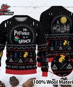 My Patronus Is A Grinch Harry Potter Inspired Ugly Christmas Sweater