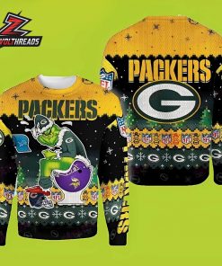 Green Bay Packers Grinch Rivalry Christmas Ugly Sweater NFL Fan Gift