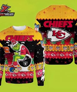Kansas City Chiefs Grinch Football Rivalry Toilet NFL Christmas Fan Gift Ugly Sweater