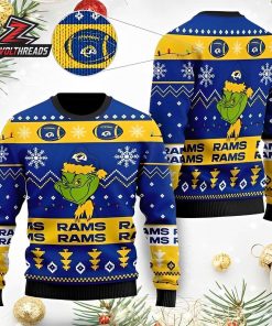 Los Angeles Rams Grinch Ugly Christmas Sweater Funny NFL Fan Gift