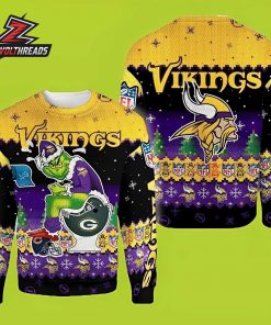 Minnesota Vikings Grinch Ugly Christmas Sweater Funny NFL Holiday Gift