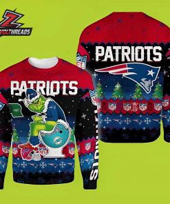 New England Patriots Grinch Rivalry Toilet Funny NFL Christmas Ugly Sweater