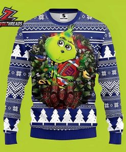 New York Giants Cute Grinch Football Wreath NFL Christmas Fan Gift Ugly Sweater